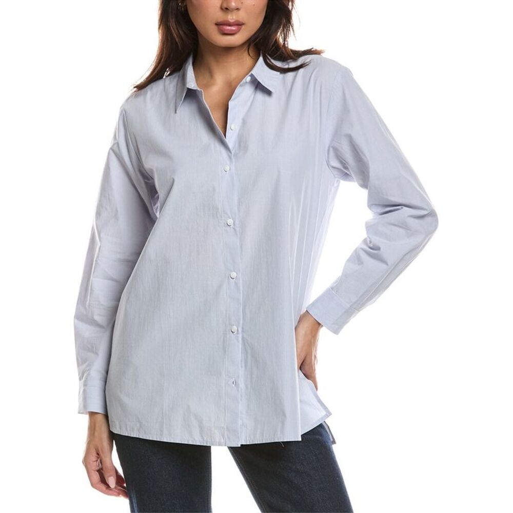 Eileen Fisher Womens Classic Collar Shirt, Blue